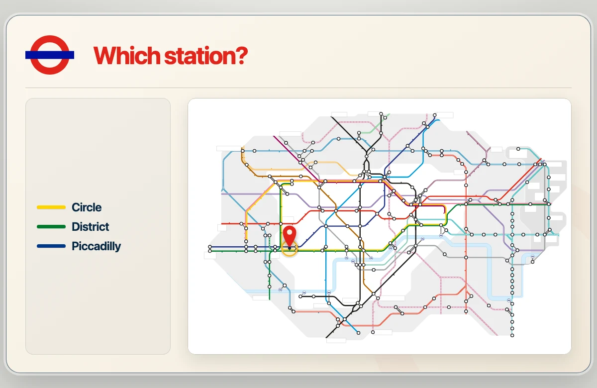 London Tube: sample card front for Gloucester Road